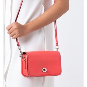 COACH Leather Penny Crossbody Bright Coral